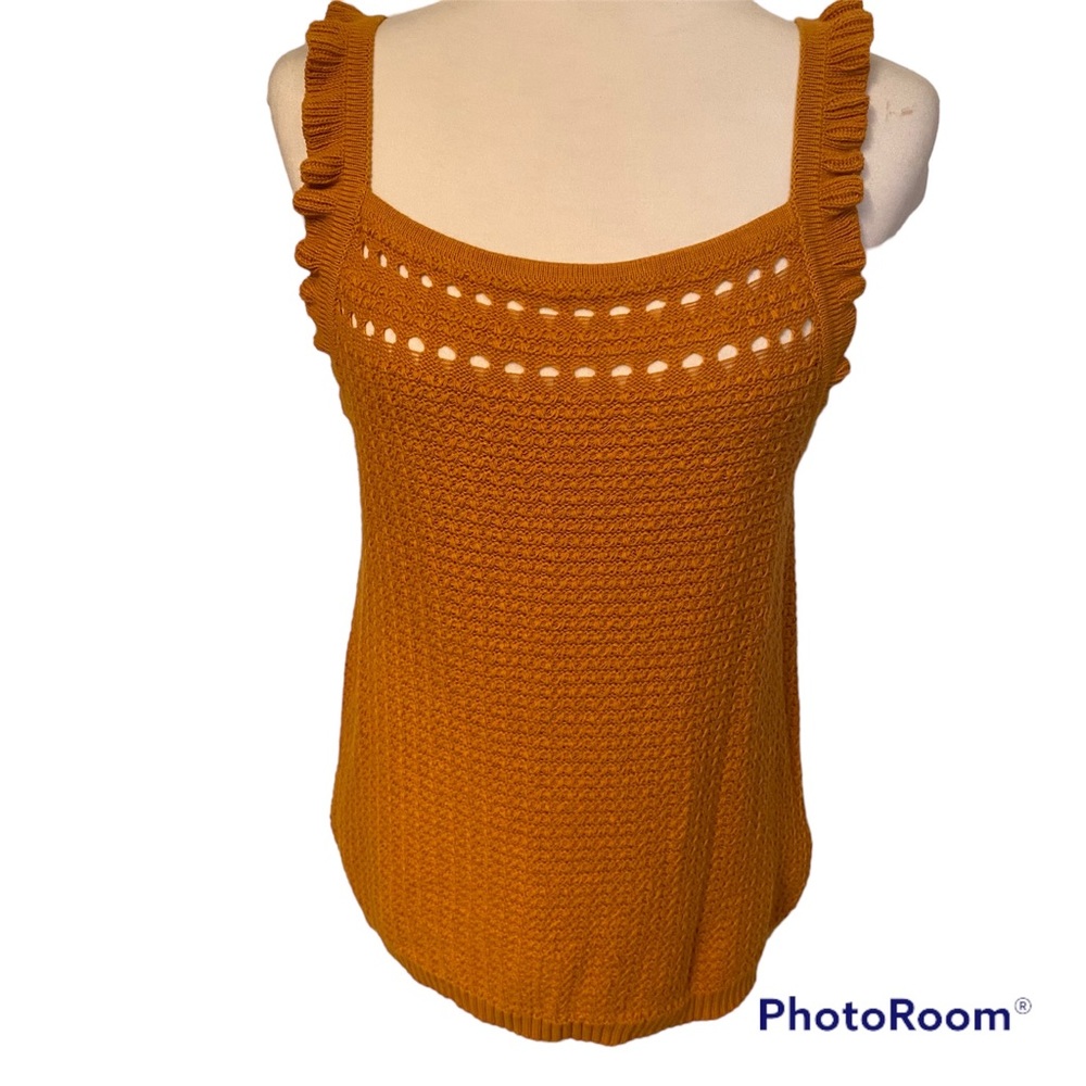J. CREW SWEATER KNIT TOP SLEEVELESS TANK GOLDENROD GOLD ORANGE SIZE M